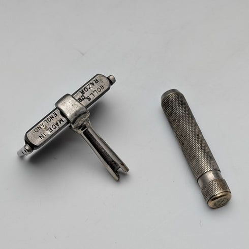 約 1927 年英國復古鍍銀刮鬍刀套件,裝在刮鬍刀盒中